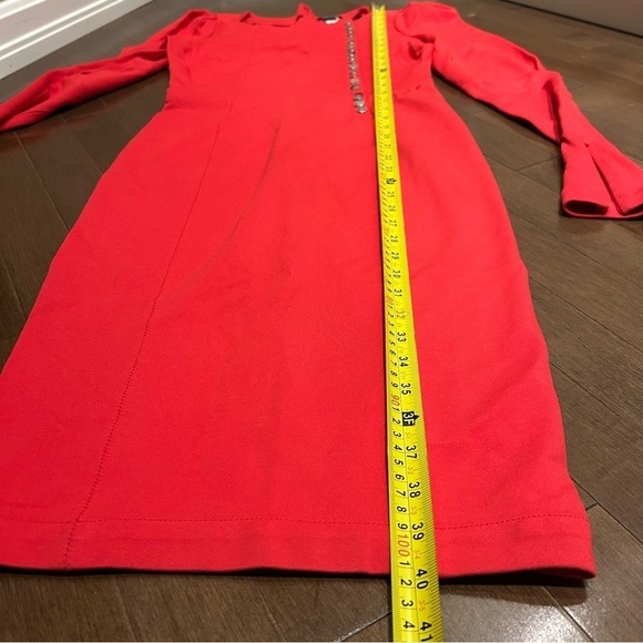 MISS Sixty Rare Red Long Sleeve Button Front Puff Shoulder Bodycon Dress Sz M - Picture 13 of 17